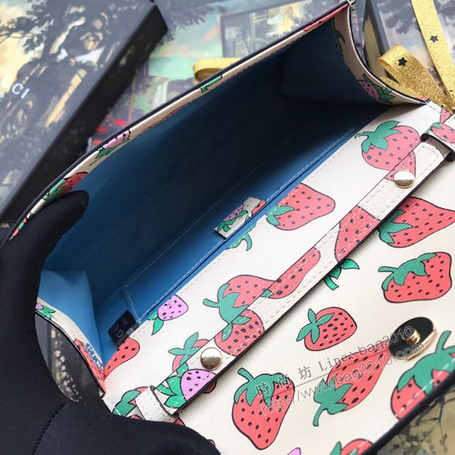 Gucci包 古馳女包 572375草莓全皮 2019新款高端品質迷你鏈條包  gudj1189